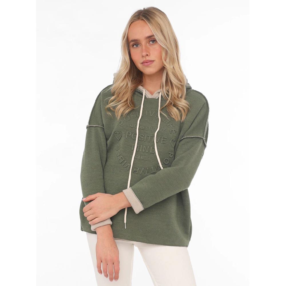 Zwillingsherz Hoodie »"Positive Mind"« mit Kapuze 3/4 Arm und Stempeldruck