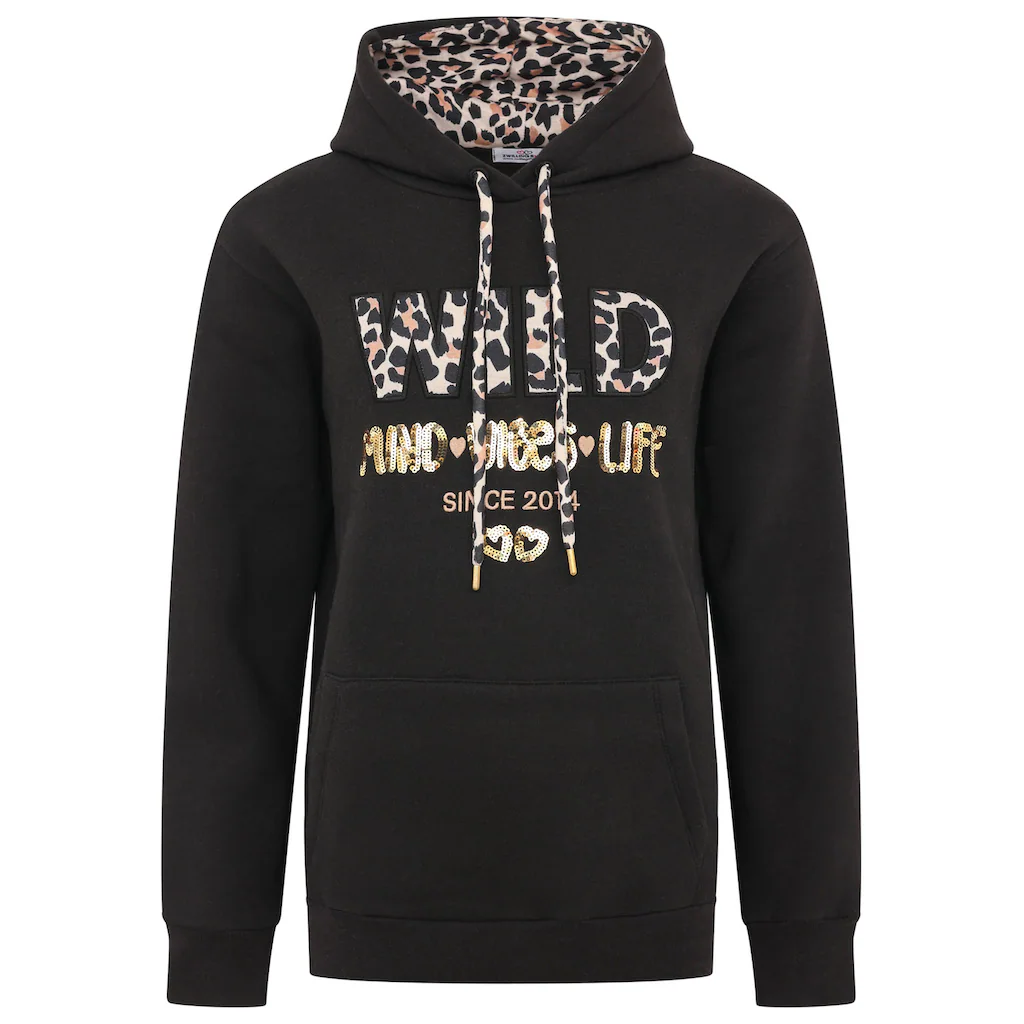 Zwillingsherz Hoodie »"Wild Free"« Mit Pailletten Kordel Und Innenseite Der Kapuze Im -Look