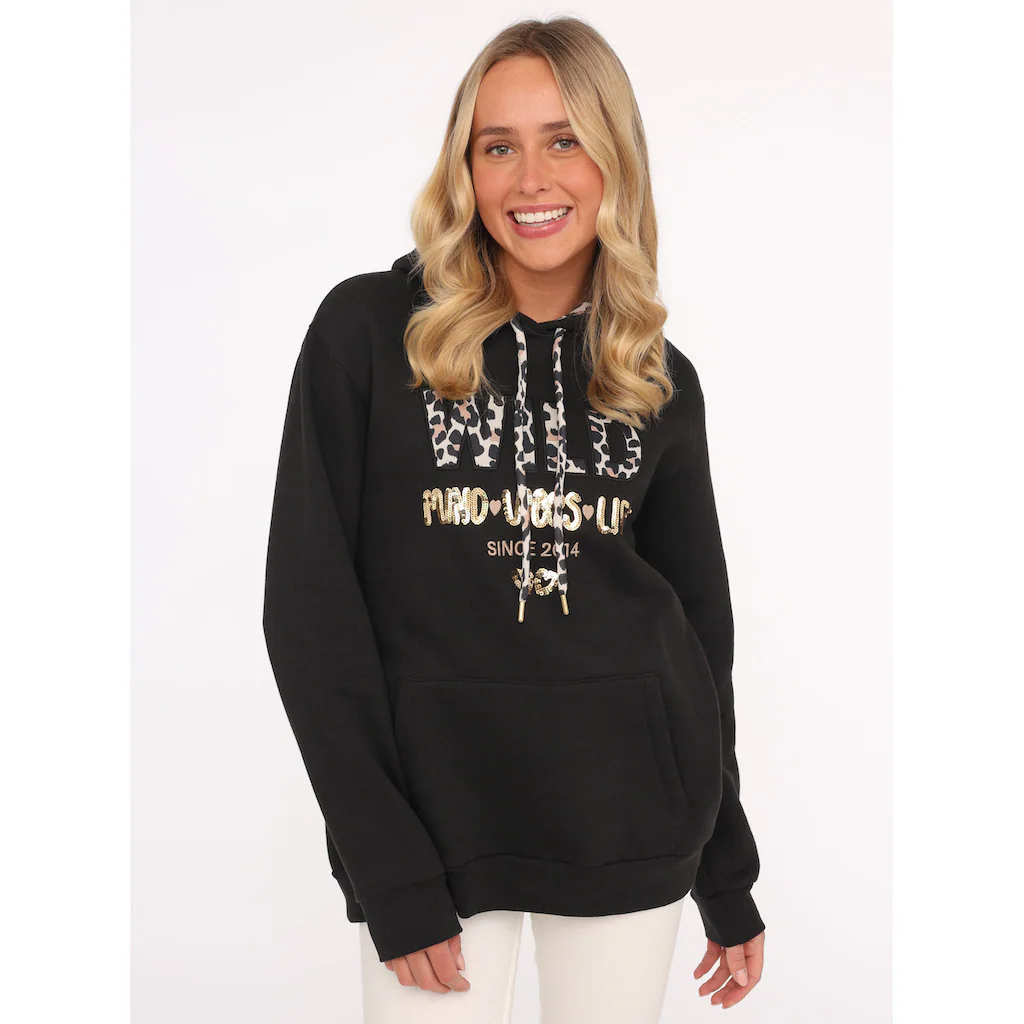 Zwillingsherz Hoodie »"Wild Free"« mit Pailletten Kordel und Innenseite der Kapuze im -Look