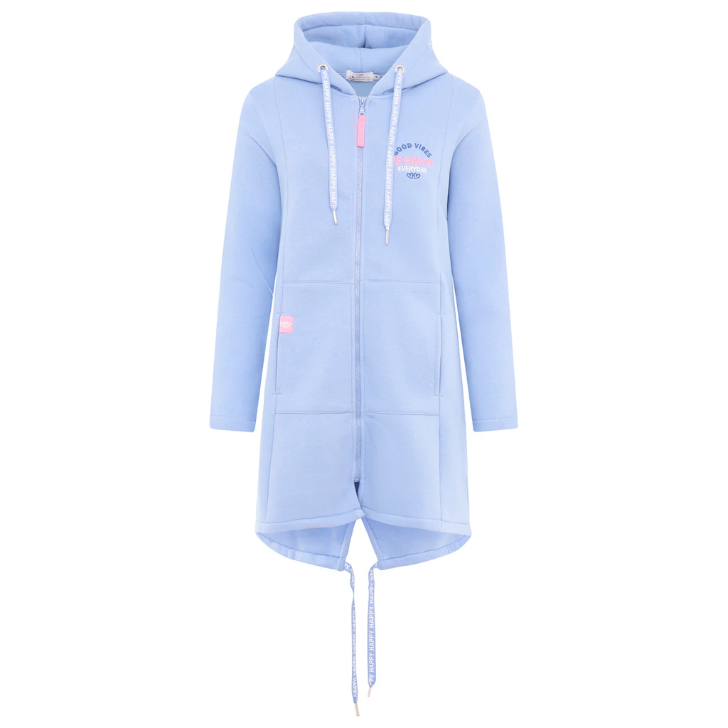 Zwillingsherz Jerseymantel »"Be Happy & Shine"« Mit Auffälig Gesticktem Front Und Back Motiv