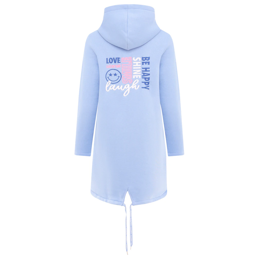 Zwillingsherz Jerseymantel »"Be Happy & Shine"« Mit Auffälig Gesticktem Front Und Back Motiv