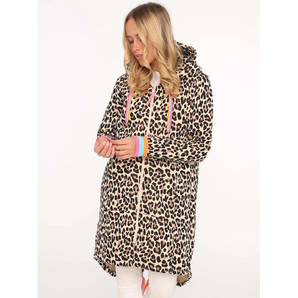 Zwillingsherz Jerseymantel »"Leo Allover Neon Kante"« Mit Kapuze Und Taschen Neondetails