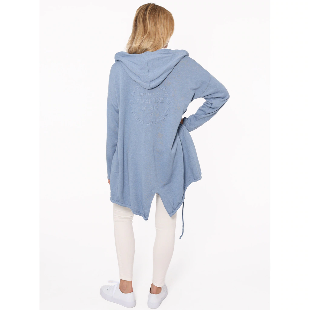 Zwillingsherz Jerseymantel »"Positive Mind"« mit Kapuze und "Positiv Mind" Schriftzug auf der Rückseite