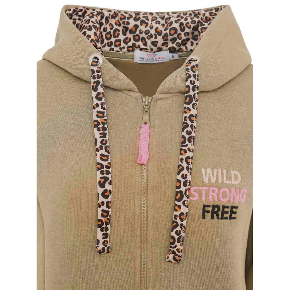 Zwillingsherz Jerseymantel »"Wild And Free"« Mit Auffäligem Front Und Back Motiv Und Leo Details