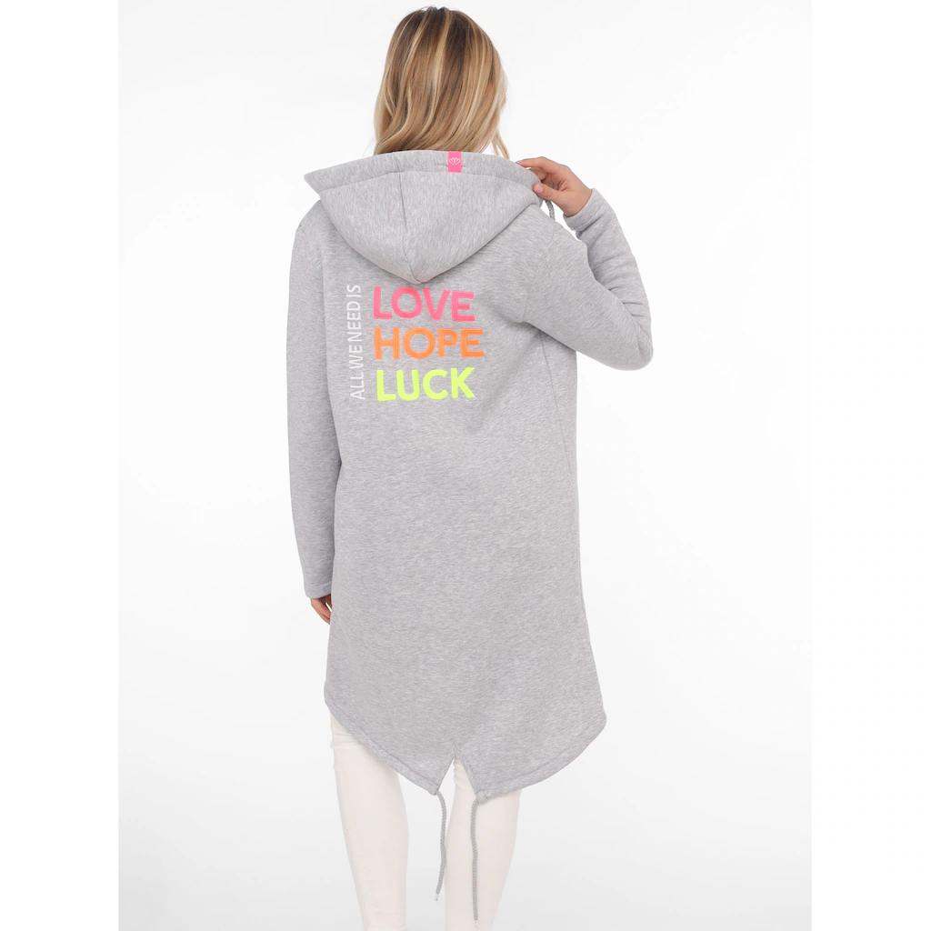 Zwillingsherz Kapuzensweatjacke Mit Kapuze Rückenprint Und Kleinere Frontprints