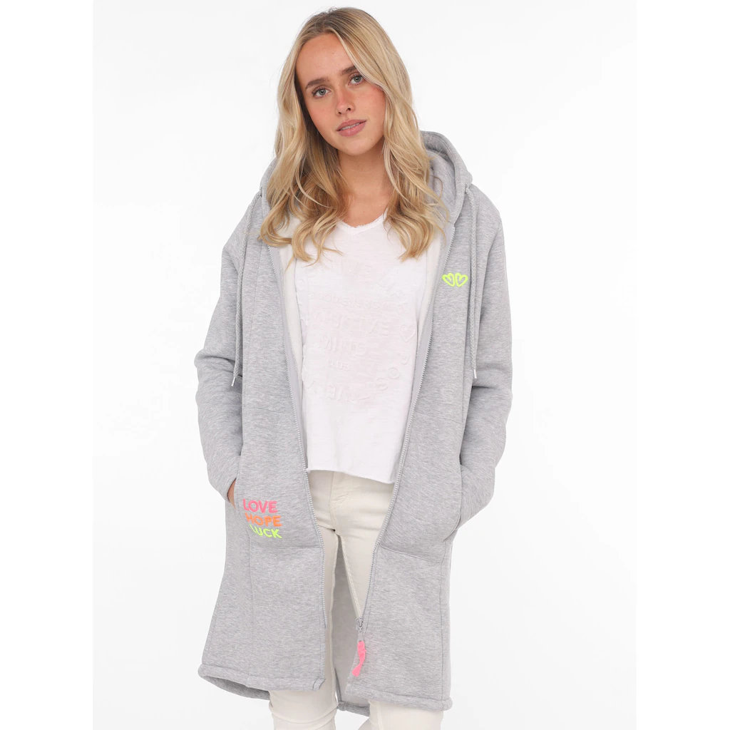 Zwillingsherz Kapuzensweatjacke mit Kapuze Rückenprint und kleinere Frontprints