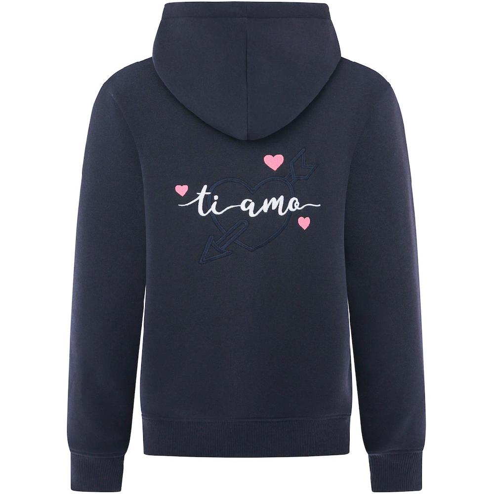 Zwillingsherz Kapuzensweatshirt Mit "Amore"-Schriftzug Und Herzchen Am Rücken