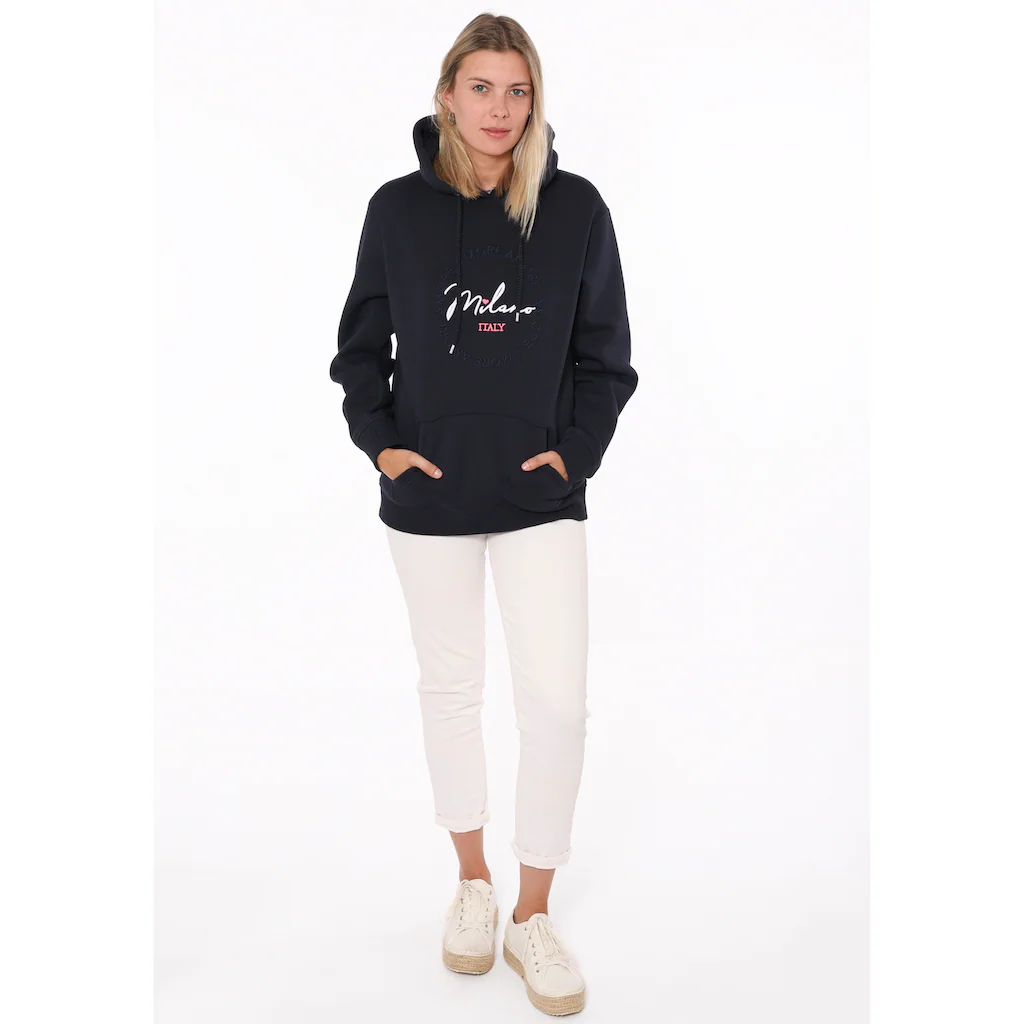 Zwillingsherz Kapuzensweatshirt mit "Amore"-Schriftzug und Herzchen am Rücken