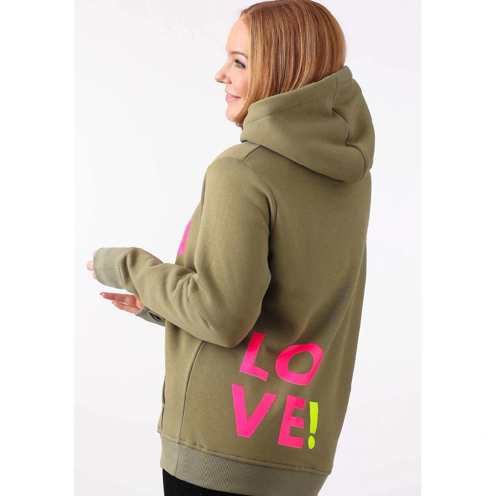 Zwillingsherz Kapuzensweatshirt Mit Gesticktem Neon Herz Am Ärmel Und "Love" Schriftzug Auf Kordel