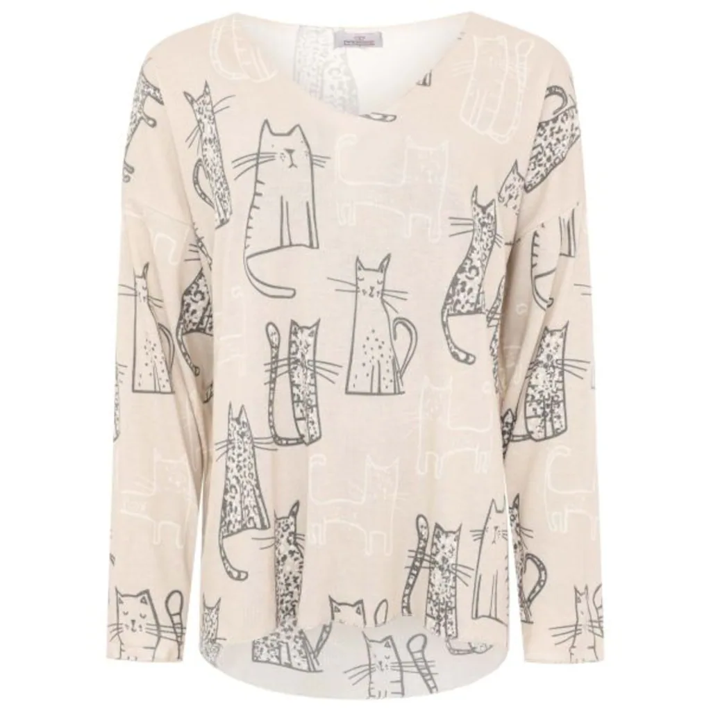 Zwillingsherz Langarmshirt »"Katze"« Mit Kreativem Katzenmotiv