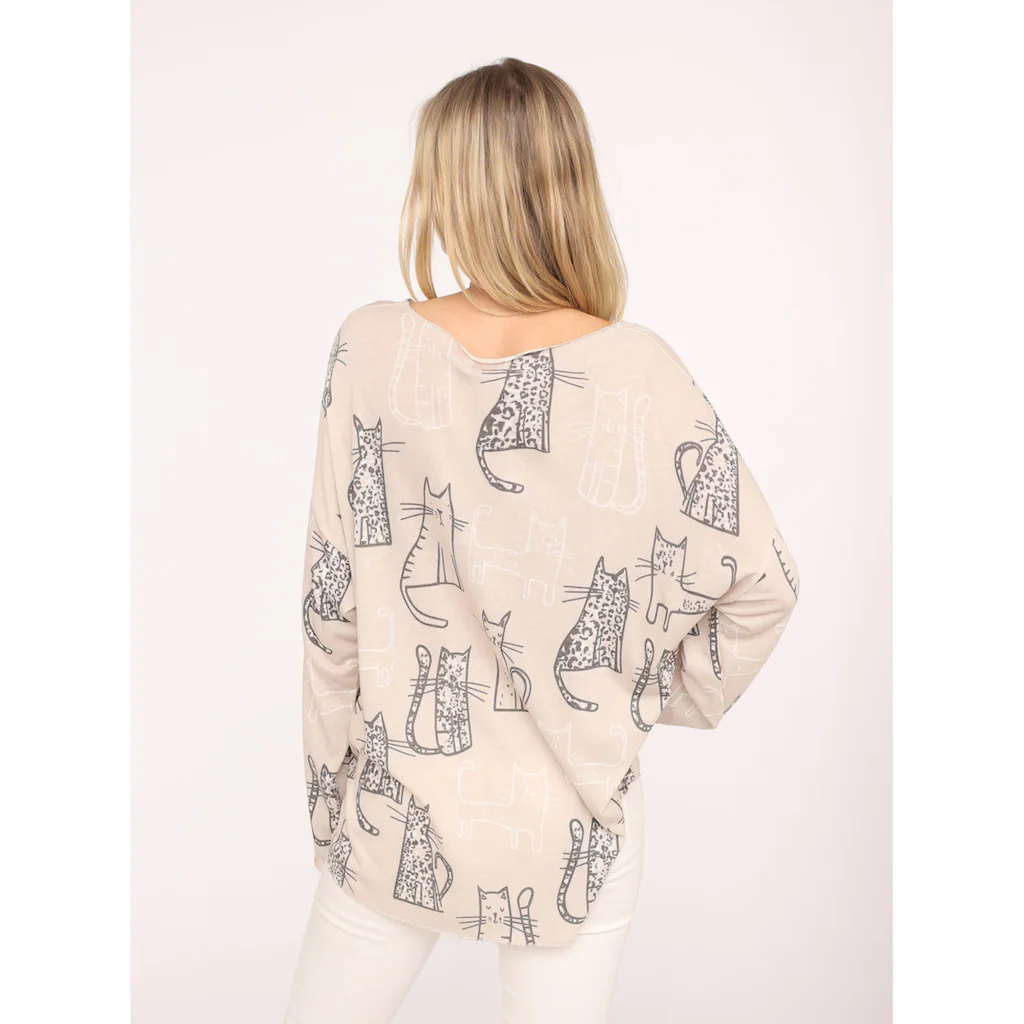 Zwillingsherz Langarmshirt »"Katze"« Mit Kreativem Katzenmotiv