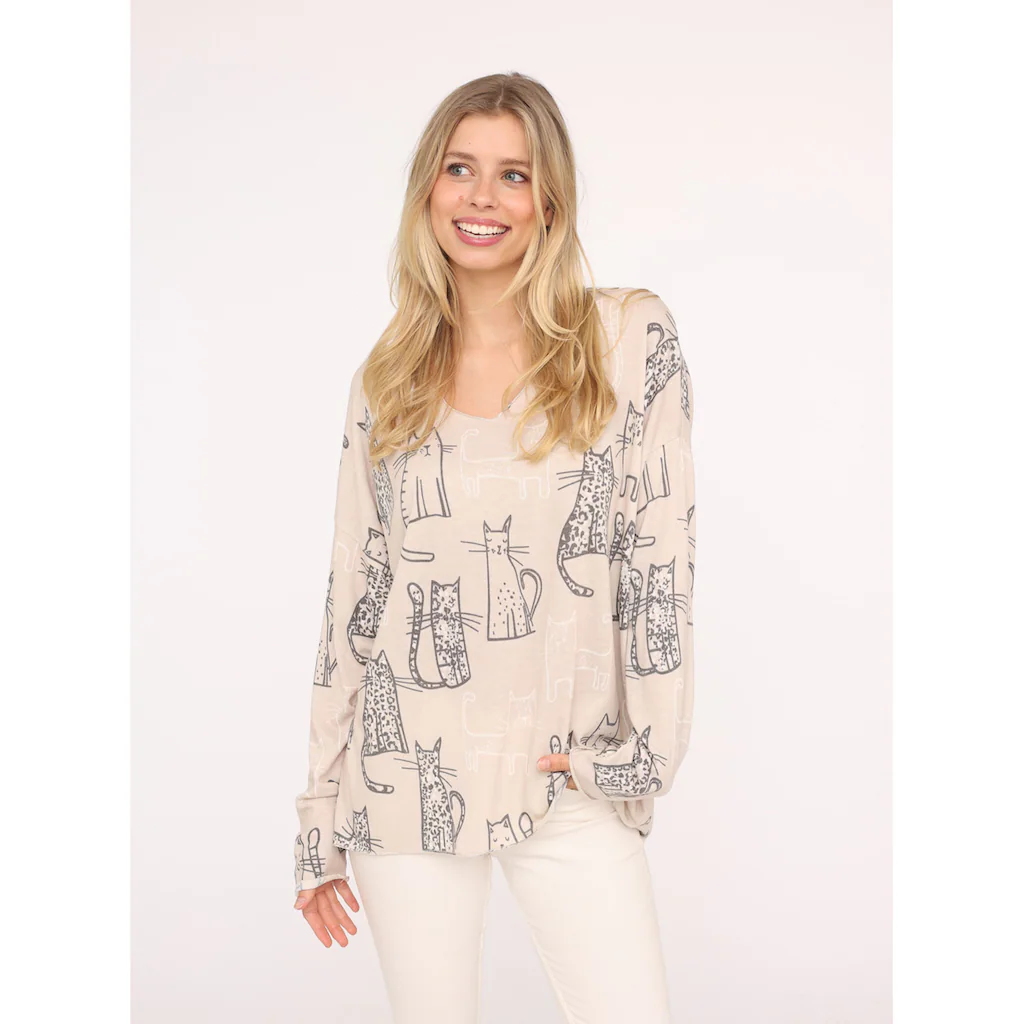 Zwillingsherz Langarmshirt »"Katze"« mit kreativem Katzenmotiv