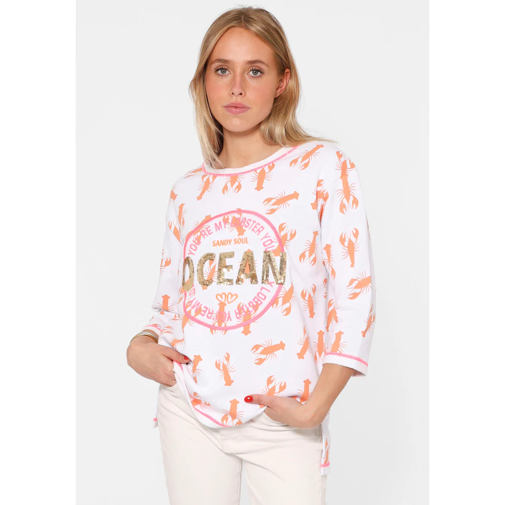 Zwillingsherz Langarmshirt »Shirt "Ocean Sandy Soul"« mit Zebramuster und Frontmotiv mit 3/4 Arm