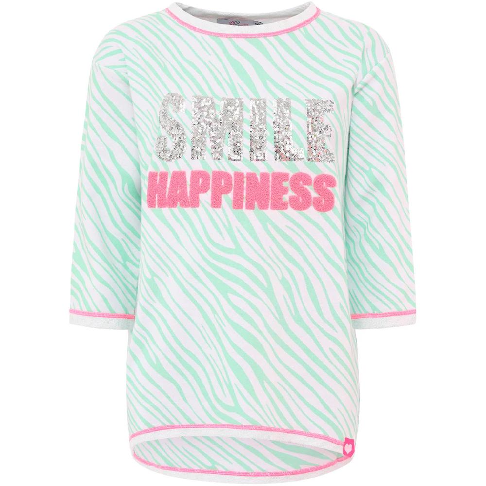 Zwillingsherz Langarmshirt »"SMILE Happiness"« Mit Zebramuster Und Frontmotiv Mit 3/4 Arm