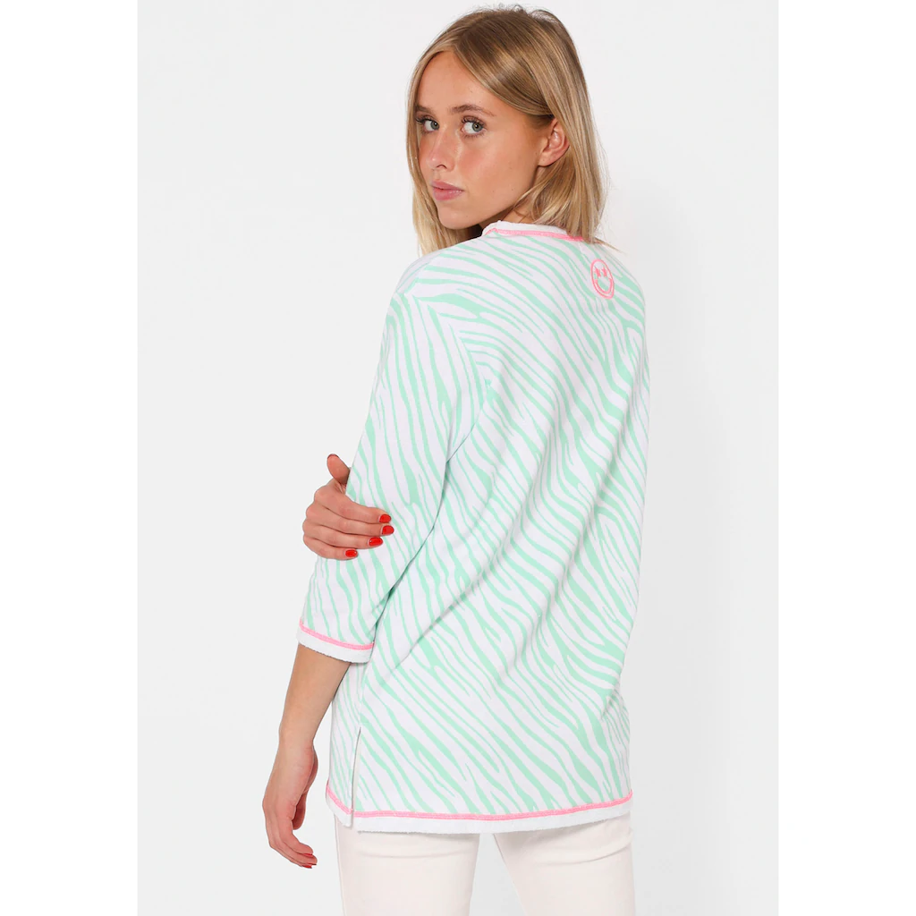 Zwillingsherz Langarmshirt »"SMILE Happiness"« Mit Zebramuster Und Frontmotiv Mit 3/4 Arm