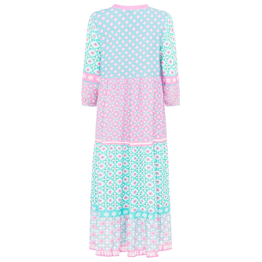 Zwillingsherz Maxikleid »"Positive Vibes"« Mit Mustermix Knopfleiste Und 3/4 Arm
