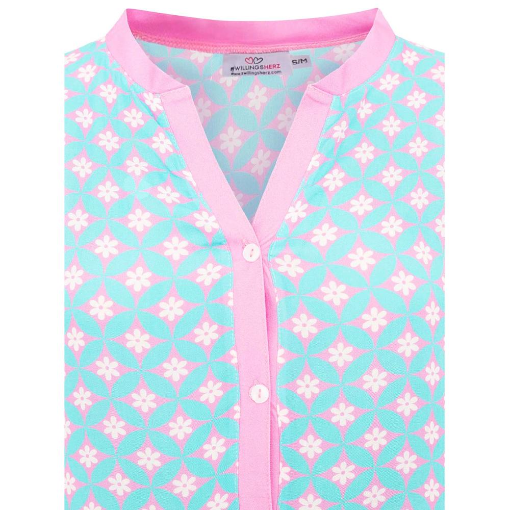 Zwillingsherz Maxikleid »"Positive Vibes"« Mit Mustermix Knopfleiste Und 3/4 Arm