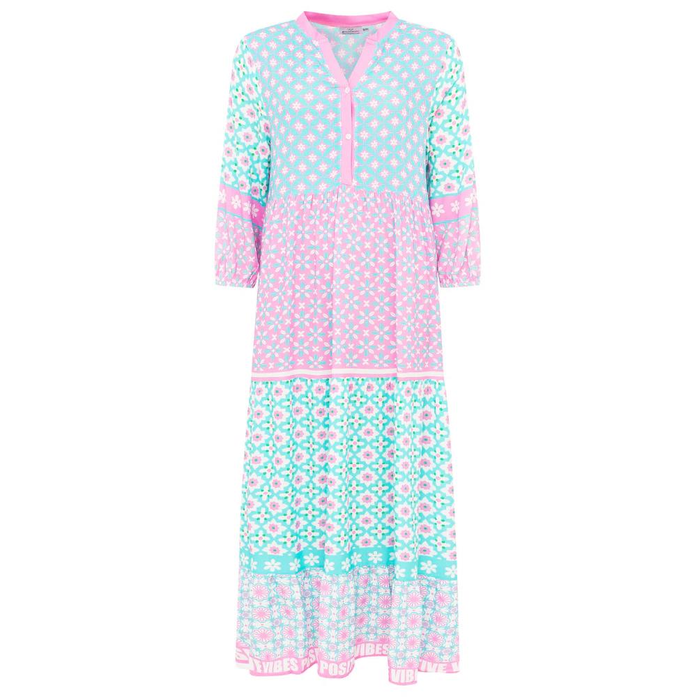 Zwillingsherz Maxikleid »"Positive Vibes"« mit Mustermix Knopfleiste und 3/4 Arm