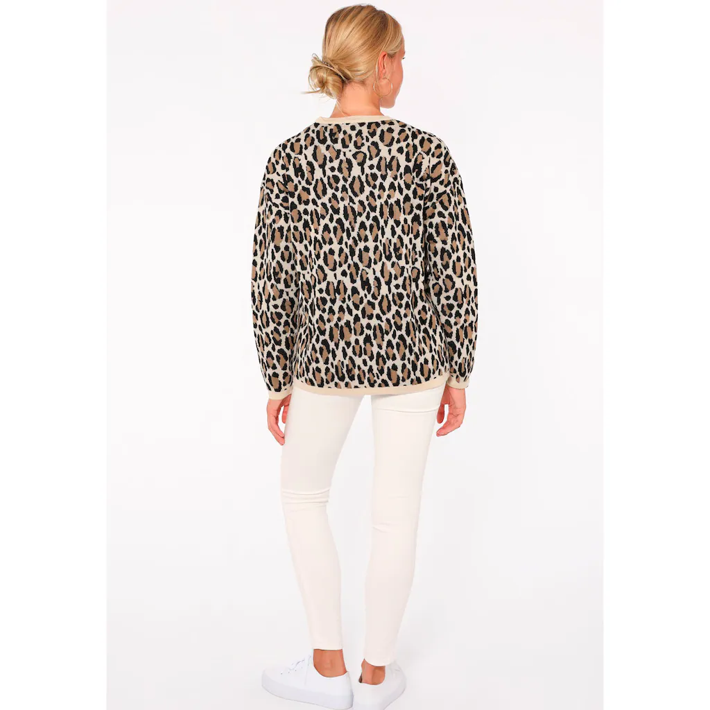 Zwillingsherz Rundhalspullover »"Leo-Wild Mind"« Mit Flockprint-Schriftzug In Neon