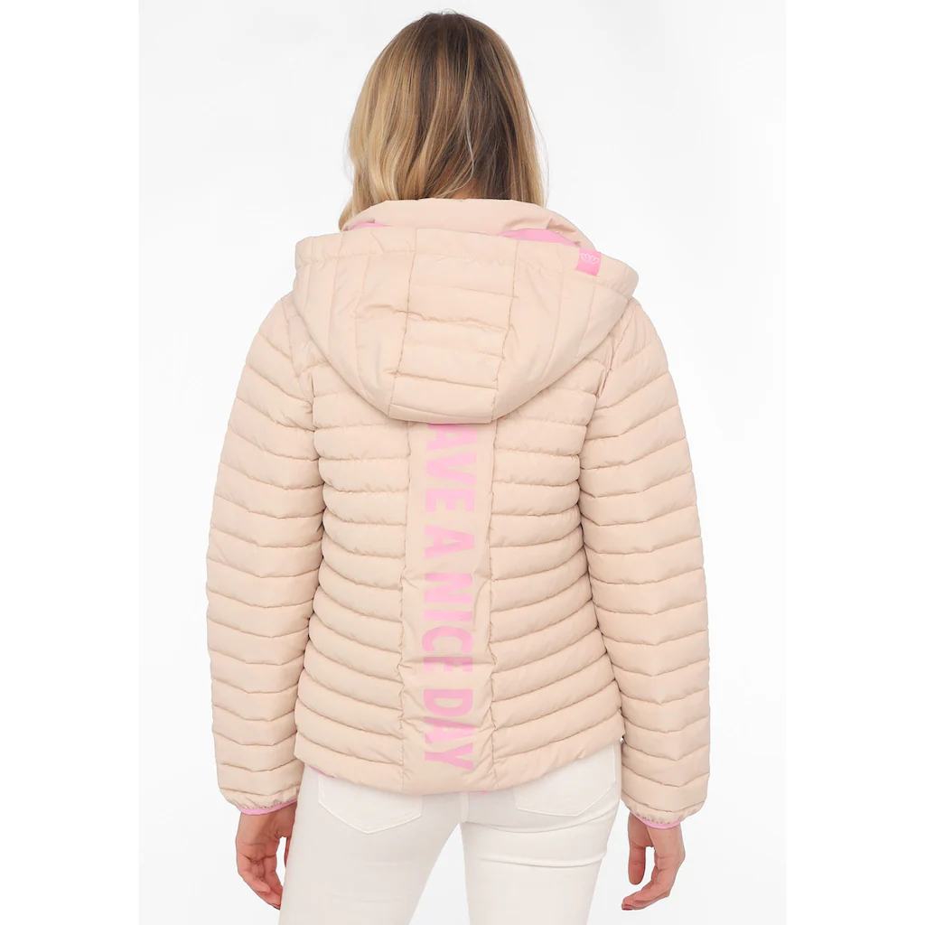 Zwillingsherz Steppjacke Mit Kapuze Mit Abnehmbaren Ärmeln Und Kapuze Print Hinten