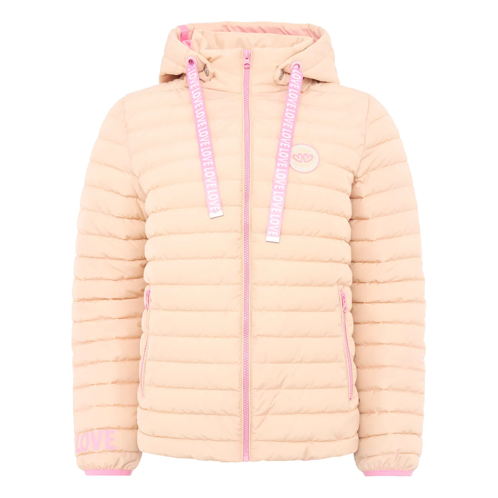 Zwillingsherz Steppjacke Mit Kapuze Mit Abnehmbaren Ärmeln Und Kapuze Print Hinten