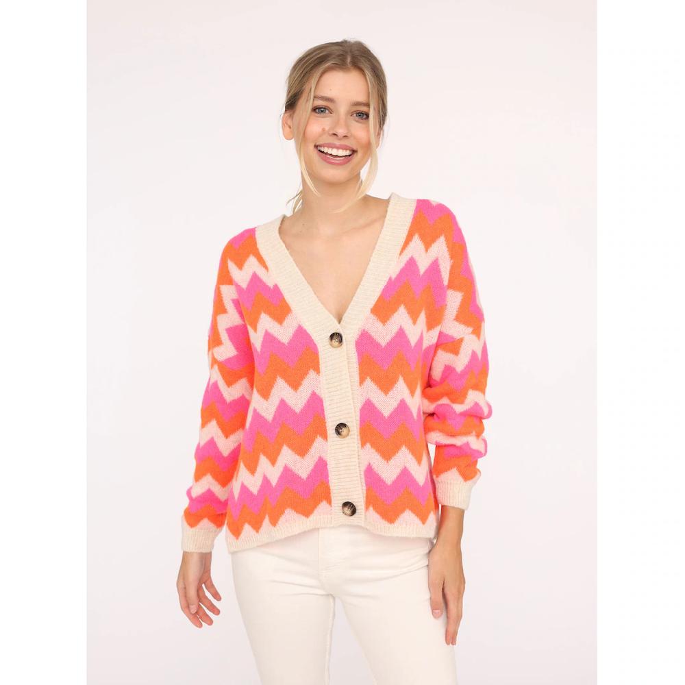 Zwillingsherz Strickjacke »"Buntes ZickZack"« mit figurumspielendem Schnitt