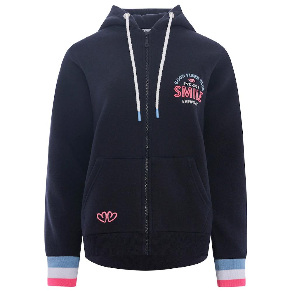 Zwillingsherz Sweatjacke mit Kapuze Backprint Detailprint vorne