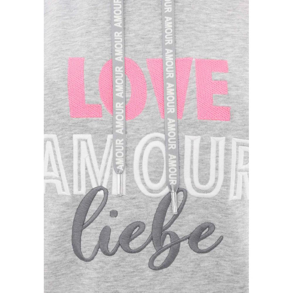 Zwillingsherz Sweatkleid »"Love Amour Liebe"« Mit Praktischen Fronttaschen Und Bedruckter Kordel
