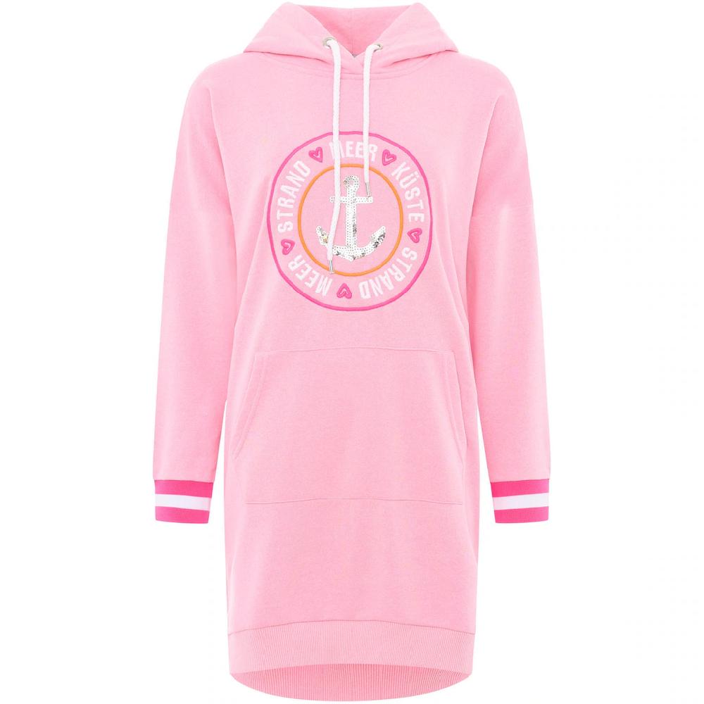 Zwillingsherz Sweatkleid »"Zuhause Am Strand"« Mit Kapuze Taschen Front Und Backmotiv Und Bündchen Mit Neonstreifen