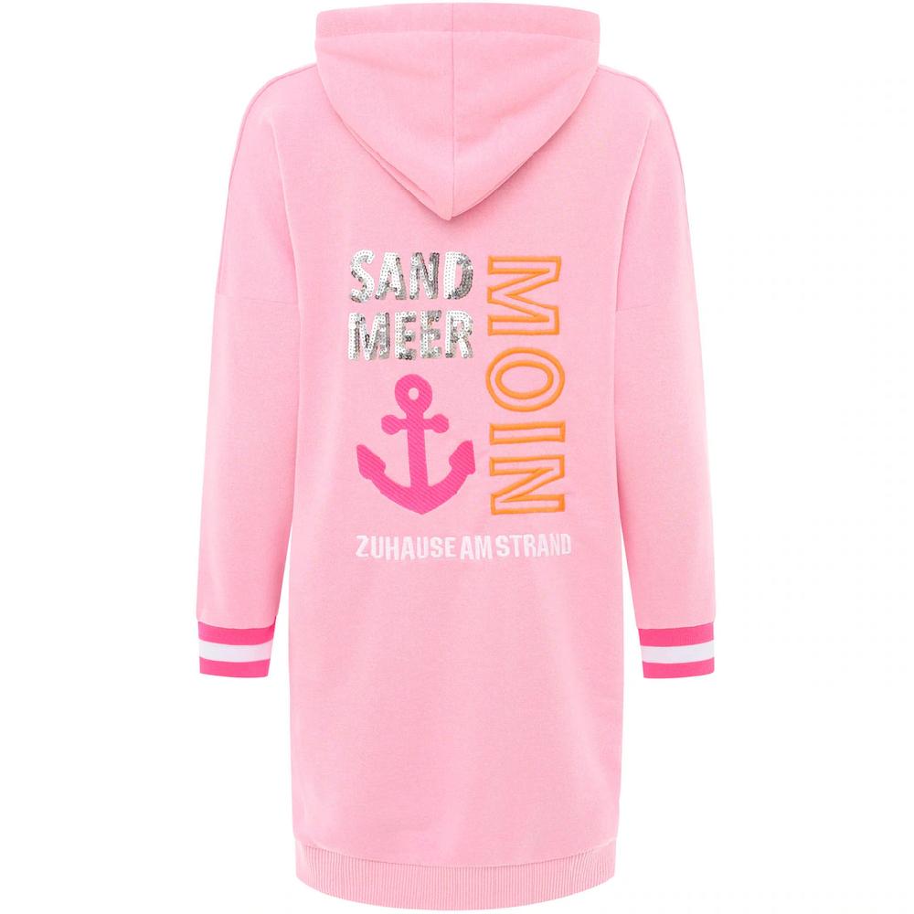 Zwillingsherz Sweatkleid »"Zuhause Am Strand"« Mit Kapuze Taschen Front Und Backmotiv Und Bündchen Mit Neonstreifen