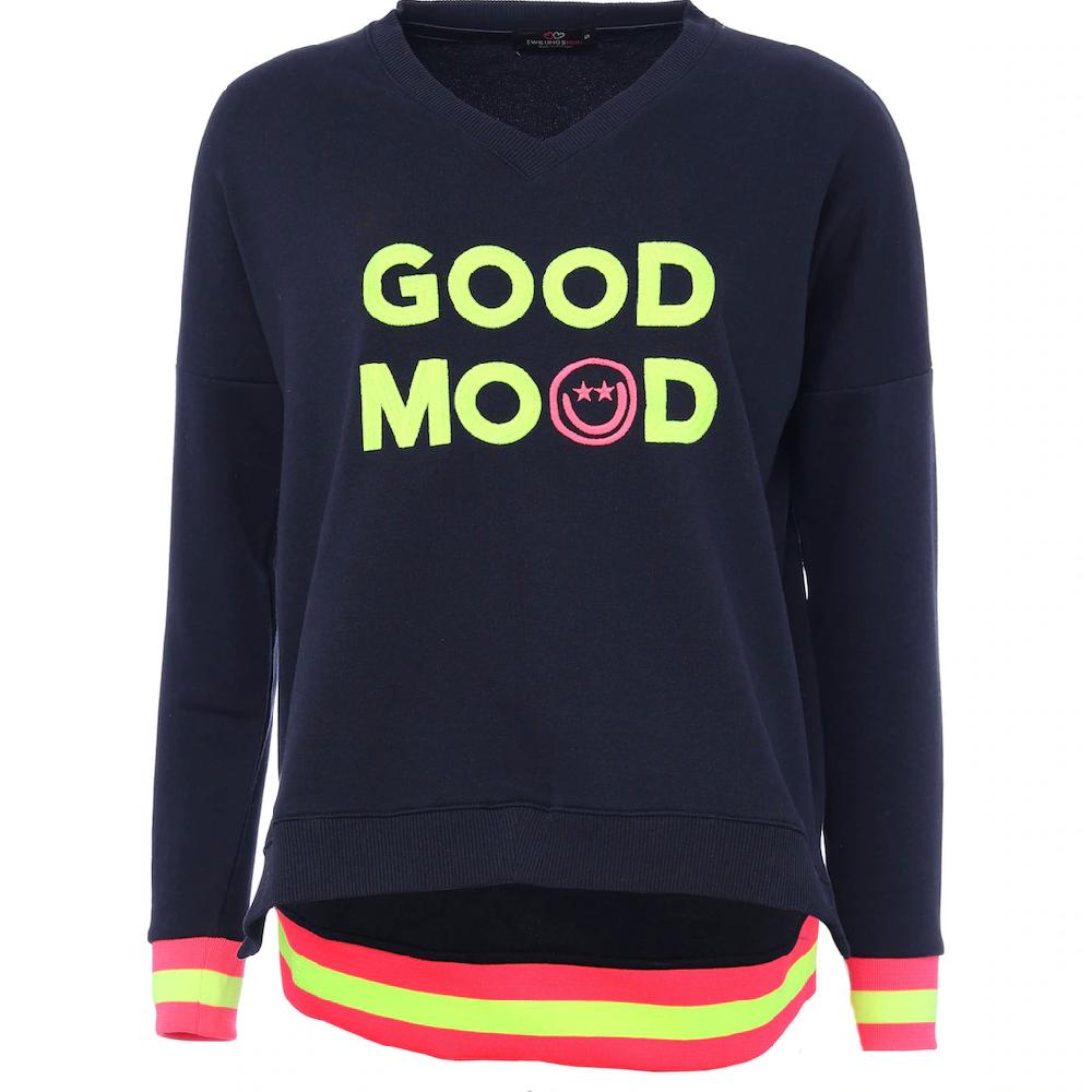 Zwillingsherz Sweatshirt mit Kontrastbündchen und Schriftzug