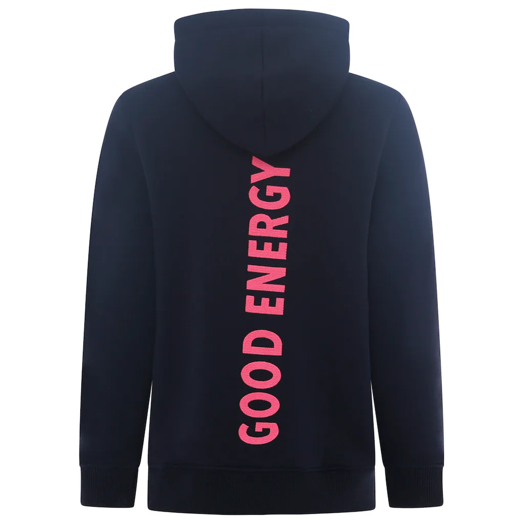 Zwillingsherz Sweatshirt Mit Neonfarbenem Aufstick Und Schriftzug Am Rücken