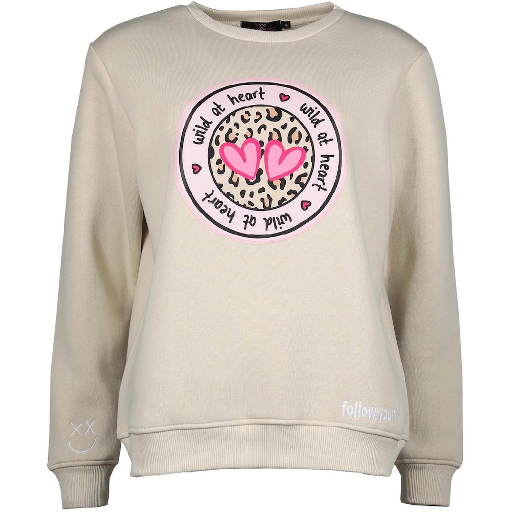 Zwillingsherz Sweatshirt Mit "Wild At Heart"-Aufdruck In Leo-Optik Und Gestickten Details