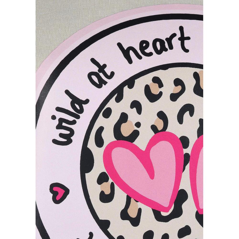 Zwillingsherz Sweatshirt Mit "Wild At Heart"-Aufdruck In Leo-Optik Und Gestickten Details