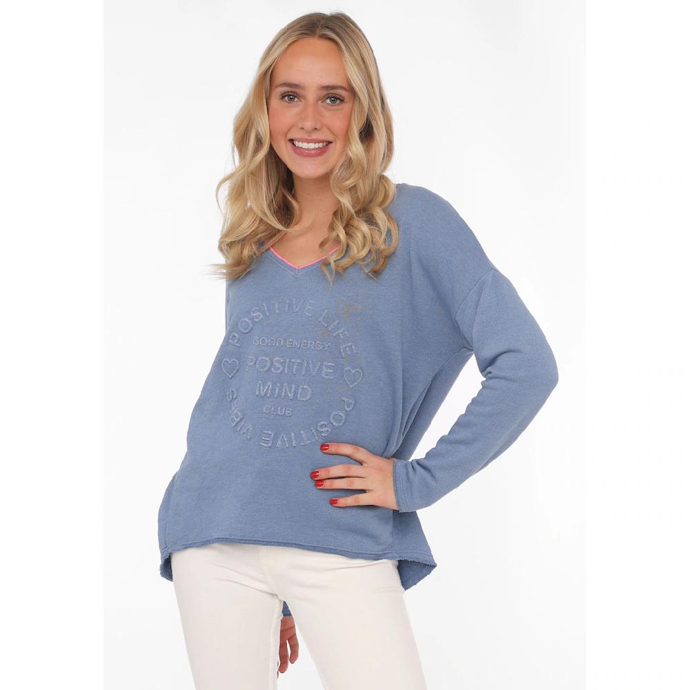 Zwillingsherz Sweatshirt »Positive Mind« Mit Kontrastnaht In Neonfarbe