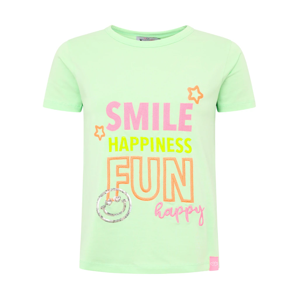 Zwillingsherz T-Shirt »"Smile Happiness Fun"« Mit Bunter Stickerei Und Pailletten