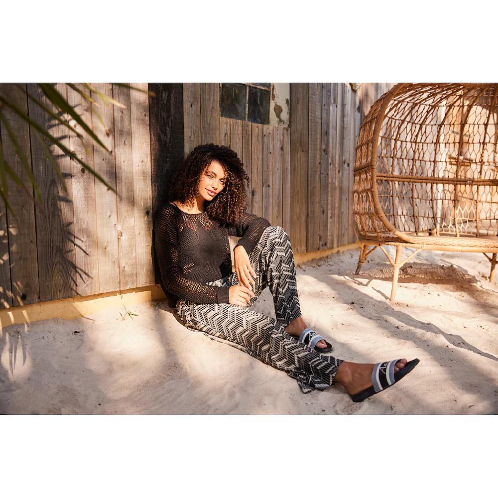 Aniston By BAUR Badepantolette Im Streifen-Dessin Und Mit Schriftzug