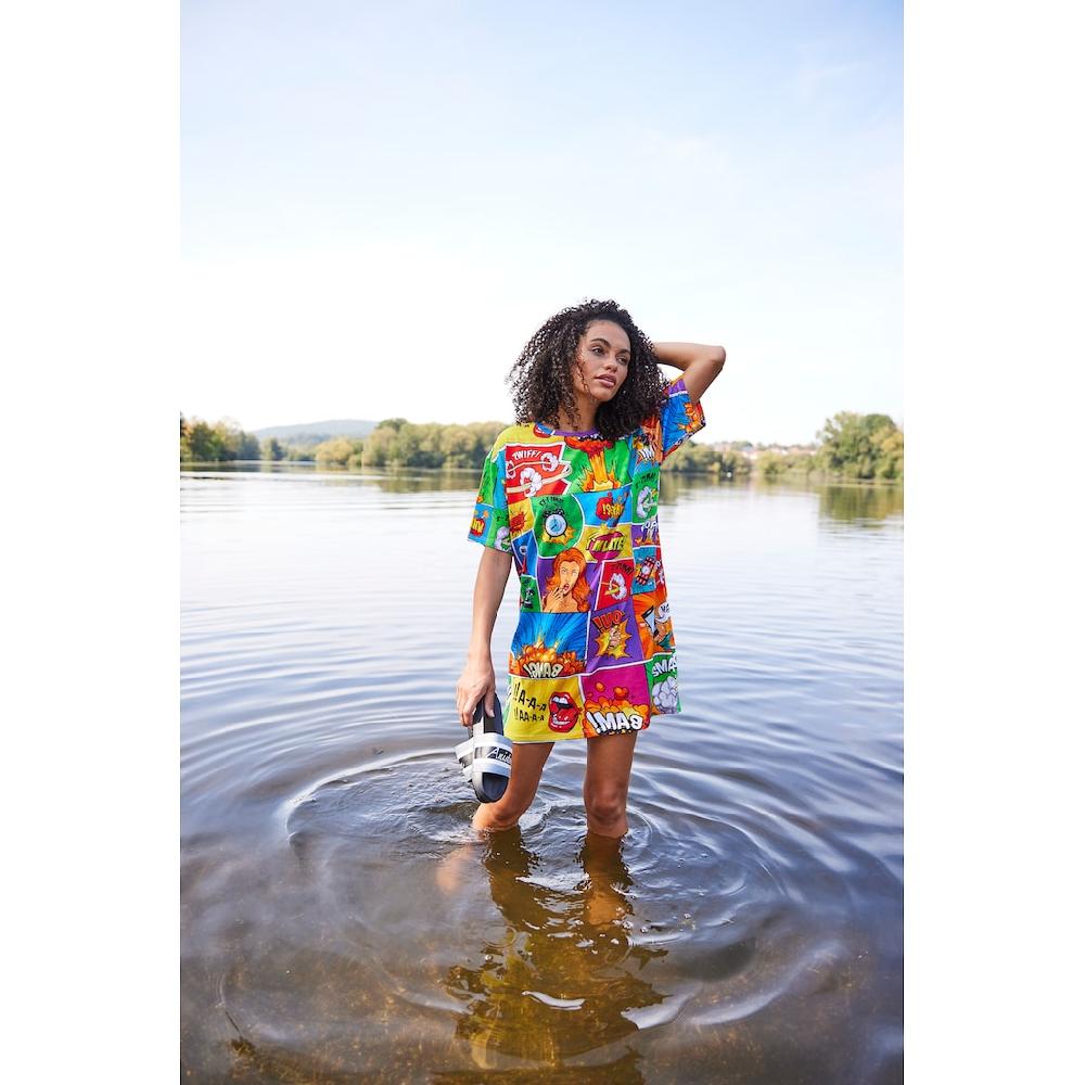 Aniston By BAUR Badepantolette Im Streifen-Dessin Und Mit Schriftzug