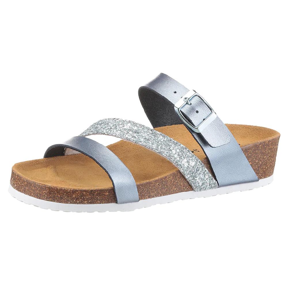 Aniston SHOES Keilpantolette Sommerschuh Strandschuh Hausschuh Glitter - NEUE KOLLEKTION
