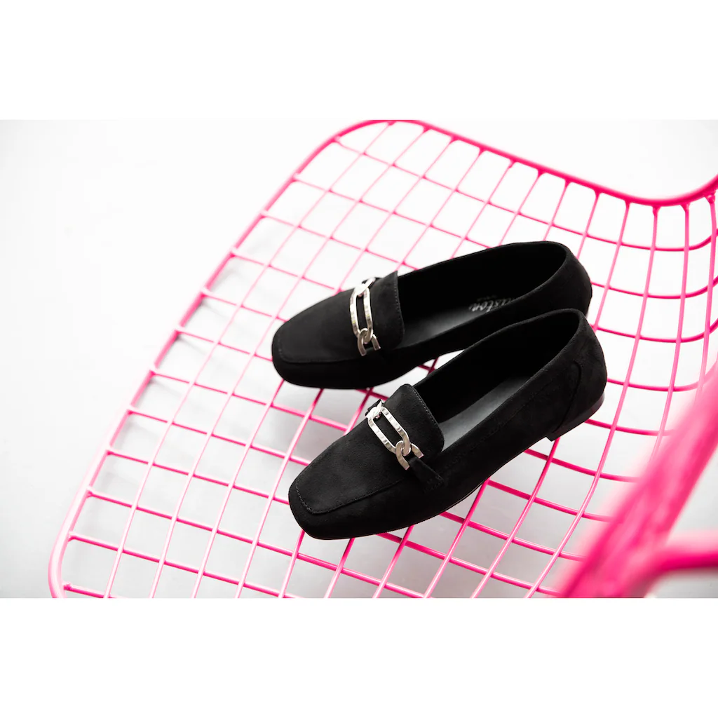 Aniston SHOES Loafer Slipper Schlupfschuh Flat Schmuckspange - NEUE KOLLEKTION