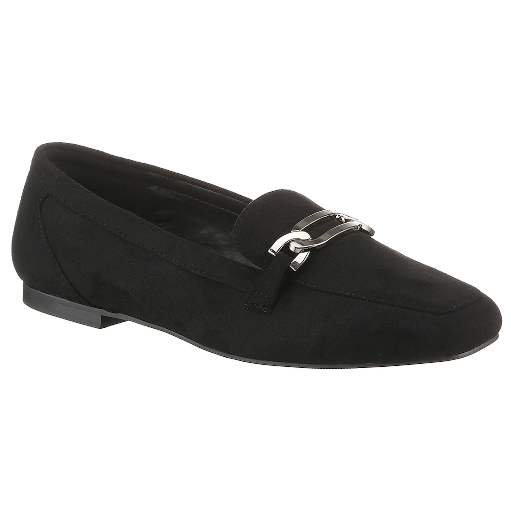 Aniston SHOES Loafer Slipper Schlupfschuh Flat Schmuckspange - NEUE KOLLEKTION
