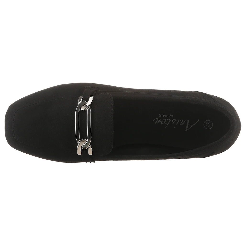 Aniston SHOES Loafer Slipper Schlupfschuh Flat Schmuckspange - NEUE KOLLEKTION