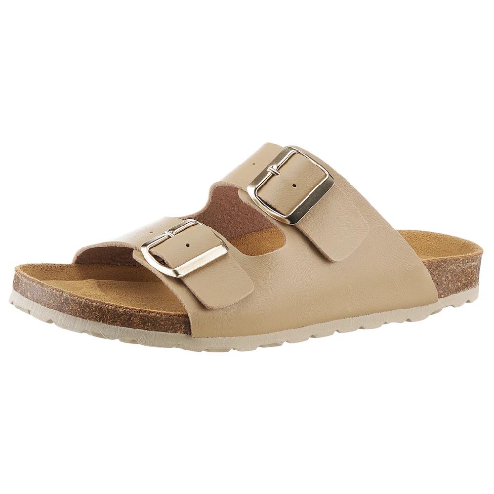 Aniston SHOES Pantolette Basic Sommerschuh Schlappen mit Schnallenverschlüssen