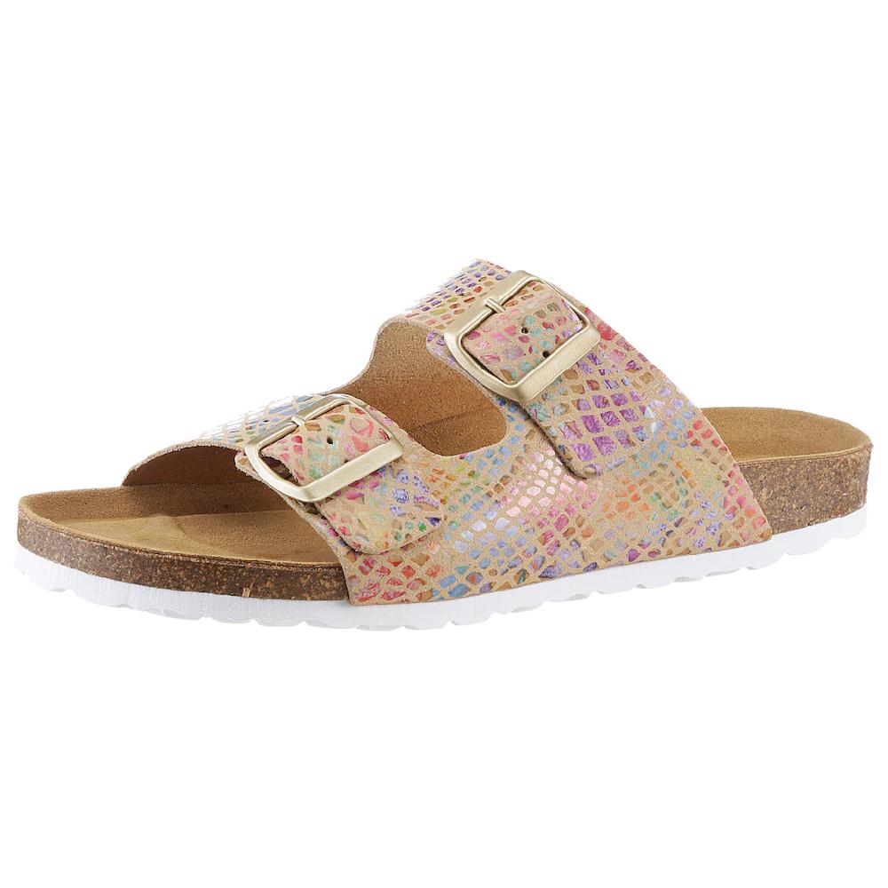 Aniston SHOES Pantolette Basic Sommerschuh Schlappen mit schimmerndem Muster