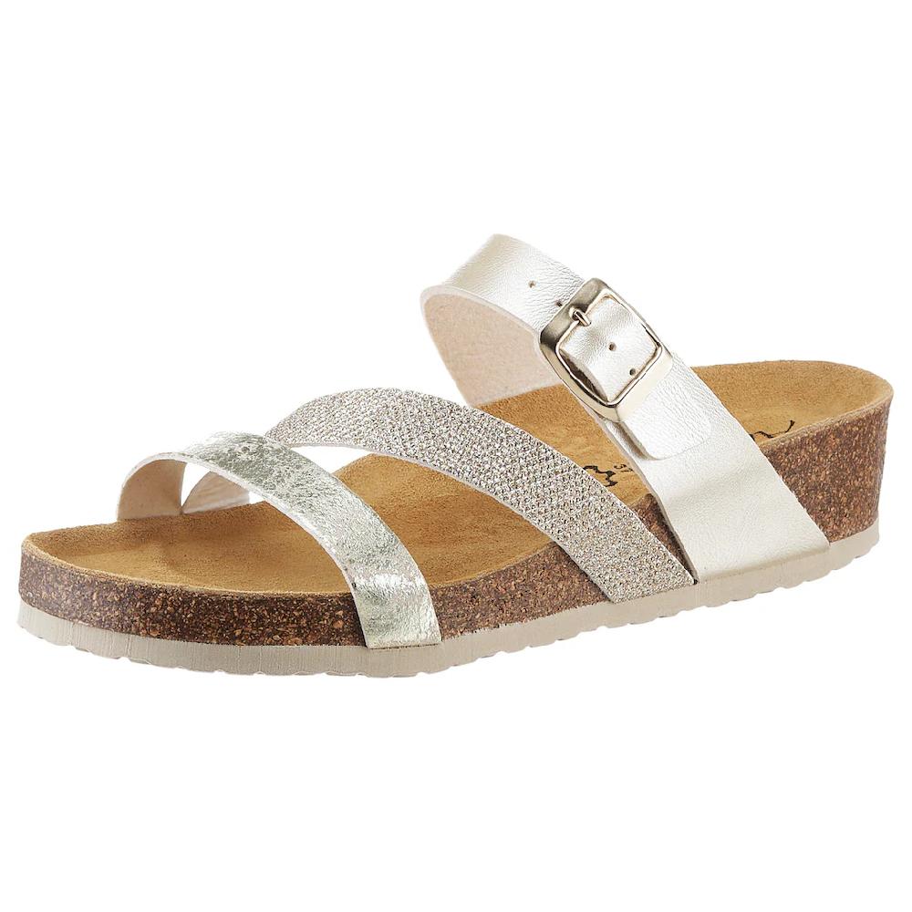 Aniston SHOES Pantolette Keilabsatz Sommerschuh Schlappen mit Schnallenverschluss