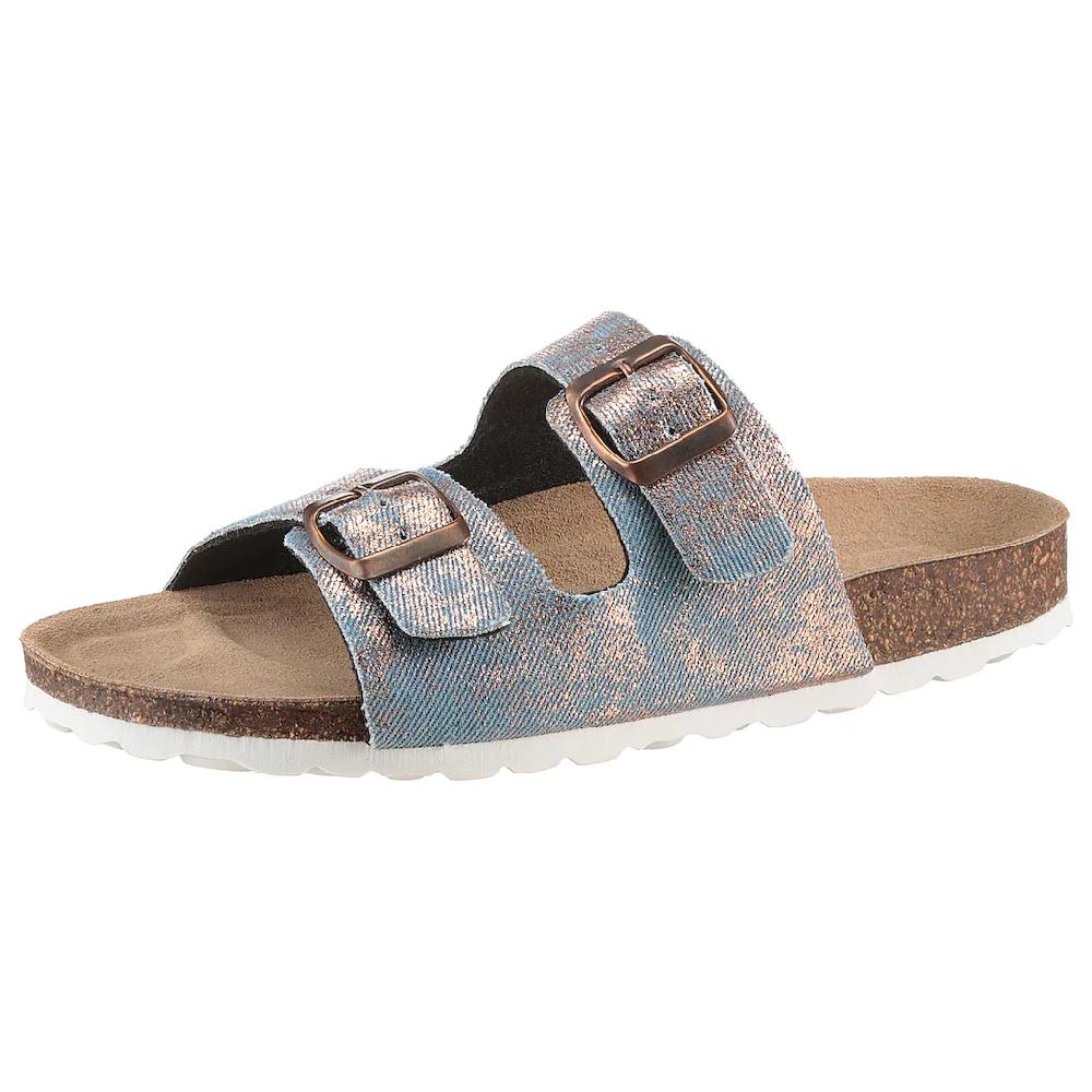 Aniston SHOES Pantolette Sommerschuh Strandschuh Urlaubschuh Metallic - NEUE KOLLEKTION