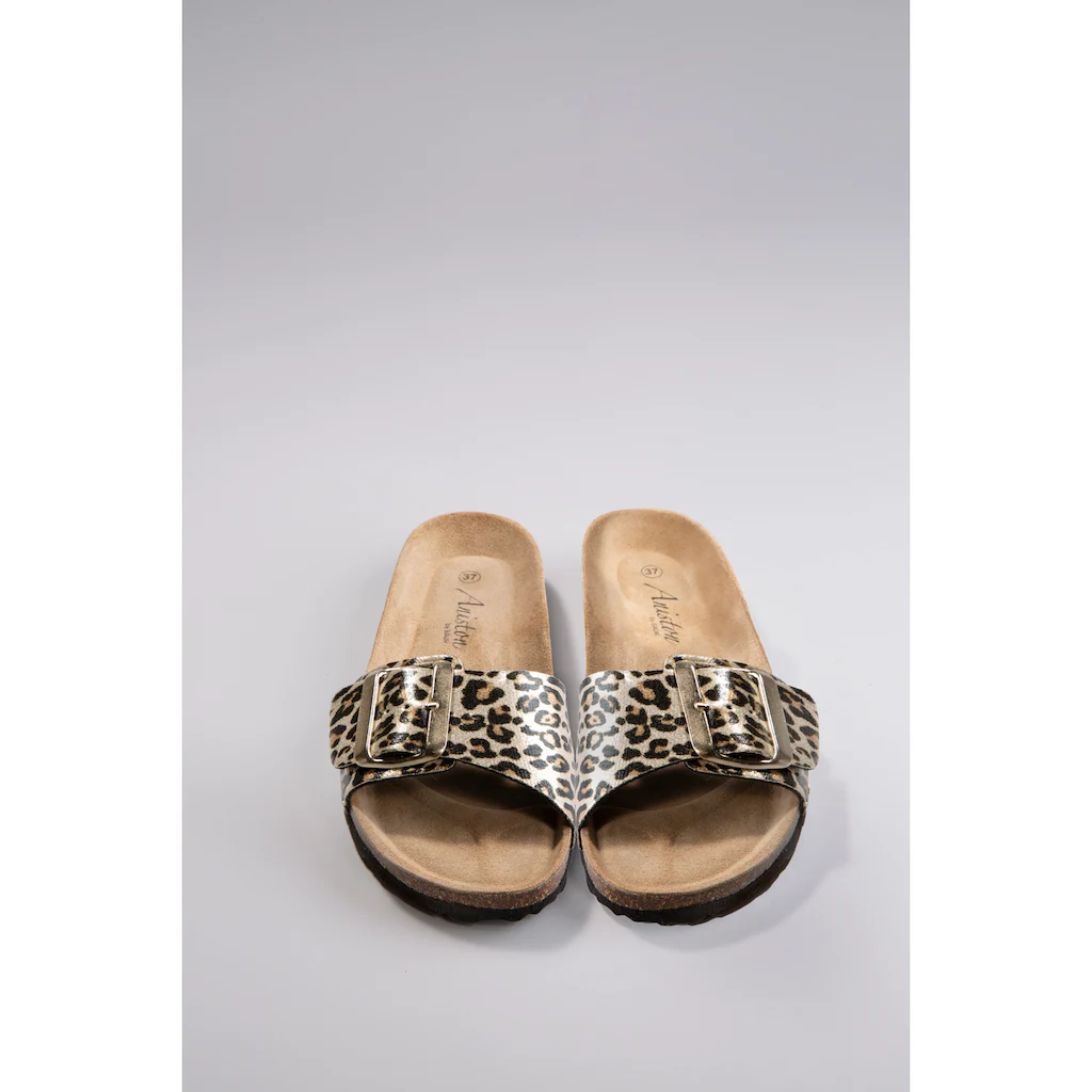 Aniston SHOES Pantolette Strandschuh Sommerschuh Urlaubschuh leo - NEUE KOLLEKTION