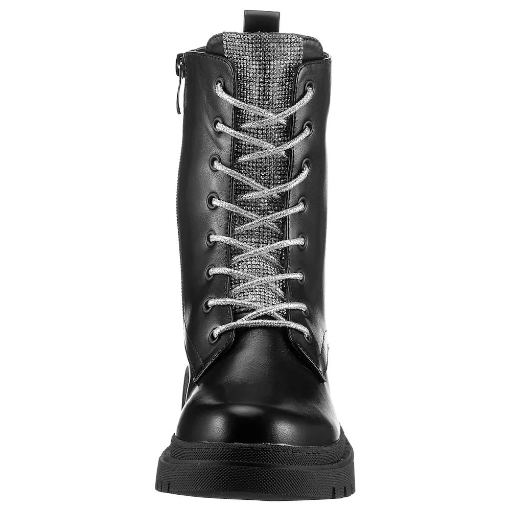 Aniston SHOES Schnürboots Schnürstiefel Stiefelette Mit Glitzereinsatz - NEUE KOLLEKTION Online Bestellen