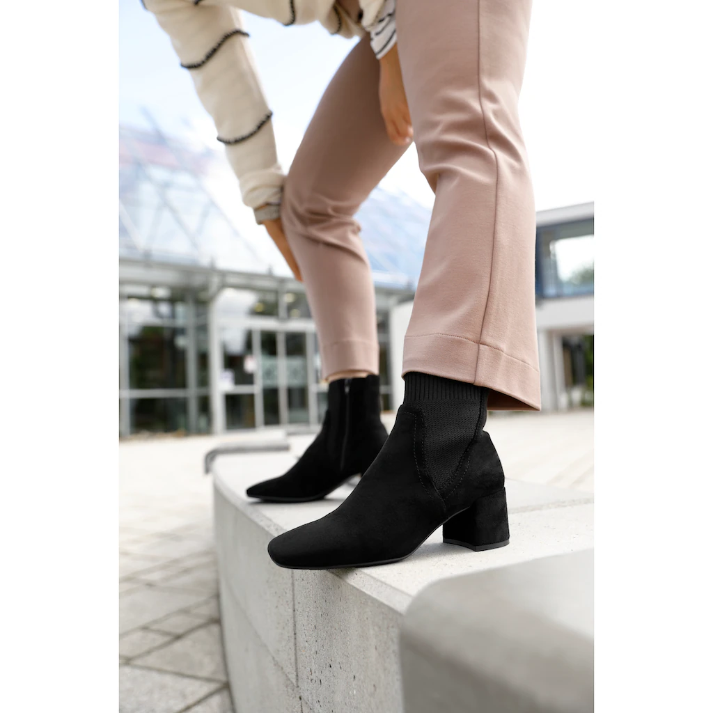 Aniston SHOES Stiefelette Blockabsatz Karreeform Mit Strick-Einsatz - NEUE KOLLEKTION ▷ Für