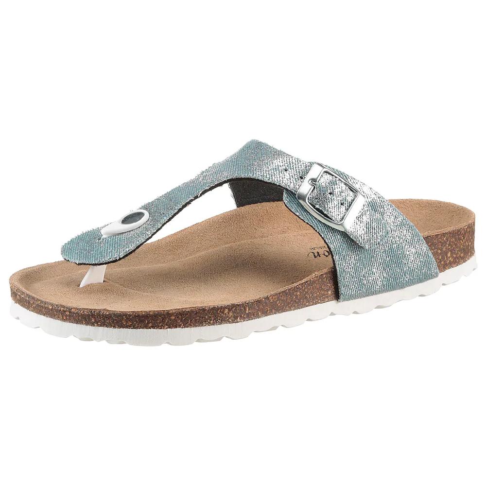 Aniston SHOES Zehentrenner Strandschuh Sommerschuh Urlaubschuh Metallic - NEUE KOLLEKTION